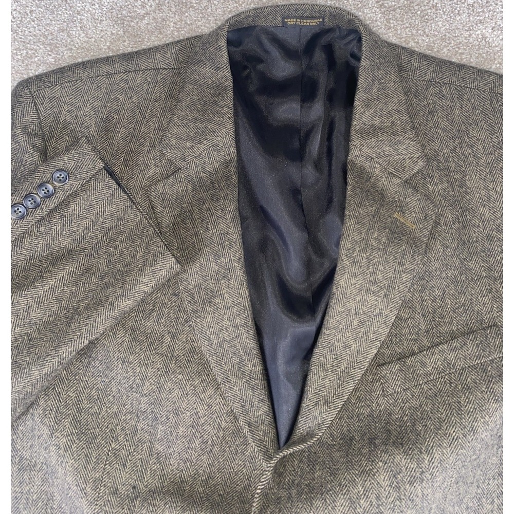 Geoffrey Beene Blazer Men 46R Herringbone Nylon Wool Camel Hair Blend Old Money